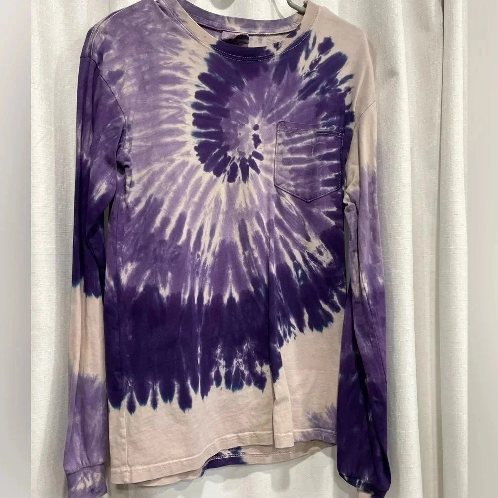 Ivory Ella Purple Tie-Dye Long Sleeve T-shirt Size Small